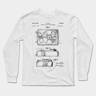 Record Player Patent - Vinyl Fan Music Lover Art - White Long Sleeve T-Shirt